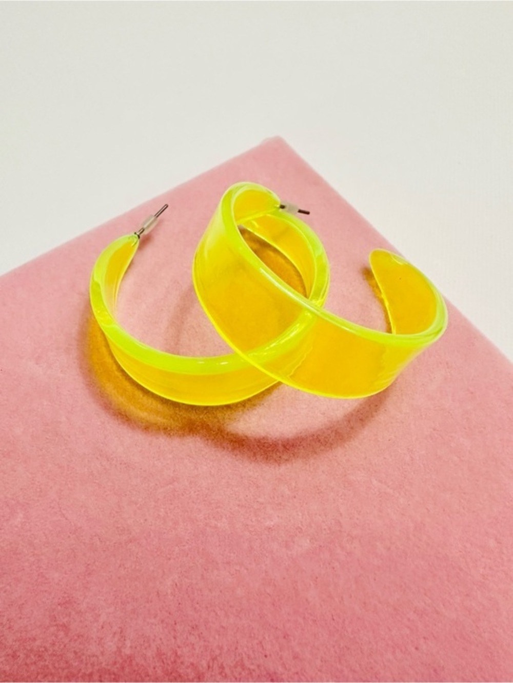 Neon Yellow Translucent Hoop Earrings